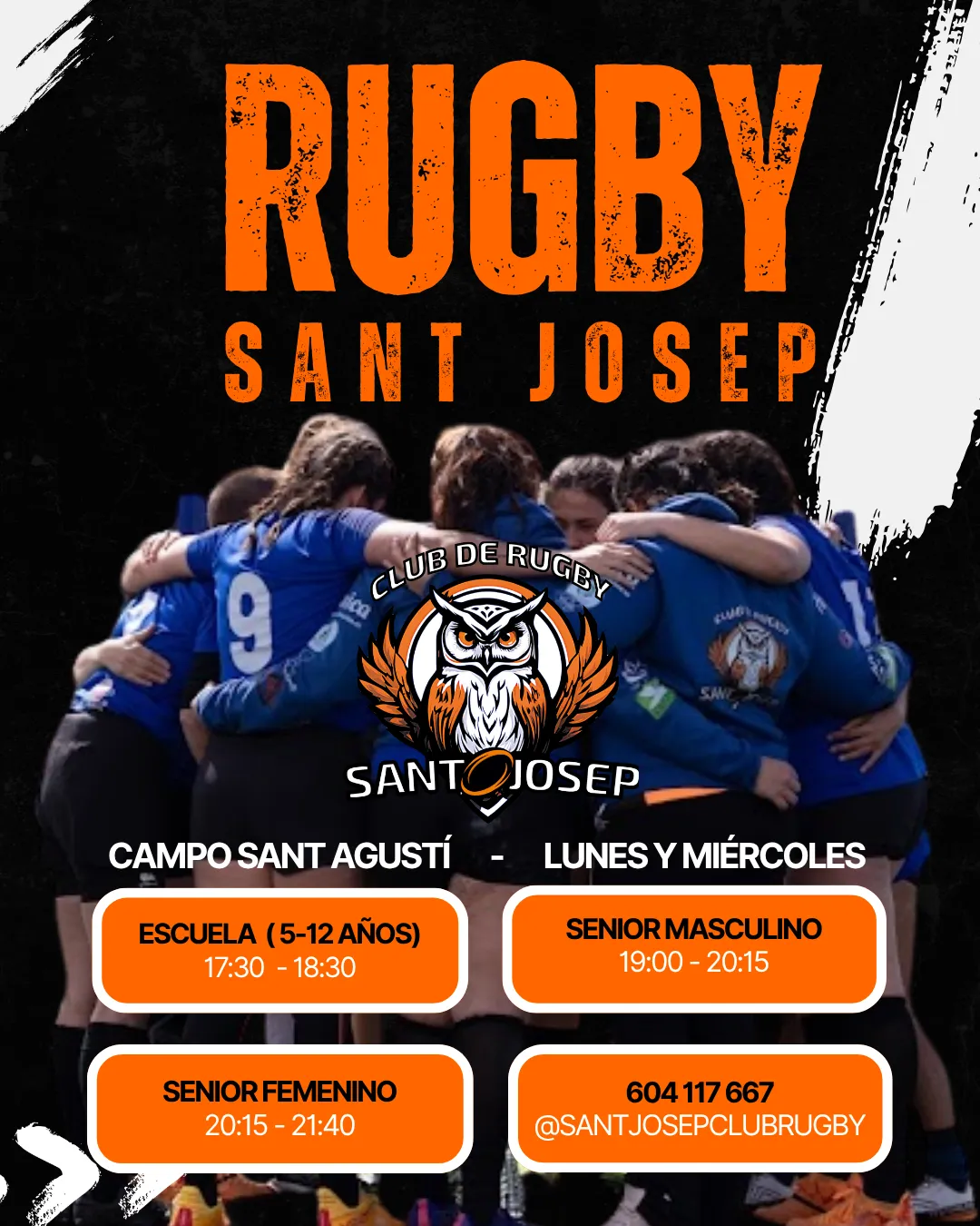 Cartel del Sant Josep Rugby Club con sus equipos reunidos